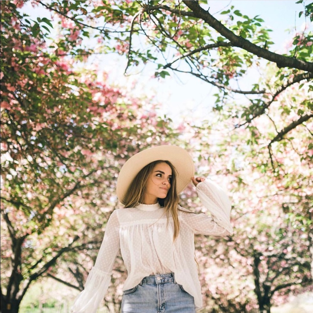 H&M Sheer Balloon Sleeve Blouse